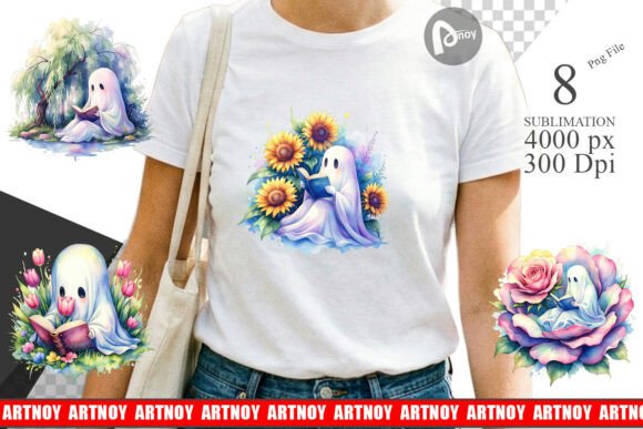 Download Floral Garden Bookworm Ghost Sublimation - Premium Resources