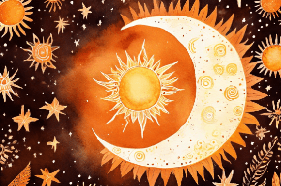 Download Boho Celestial Sun and Moon Watercolor - Premium Bundle